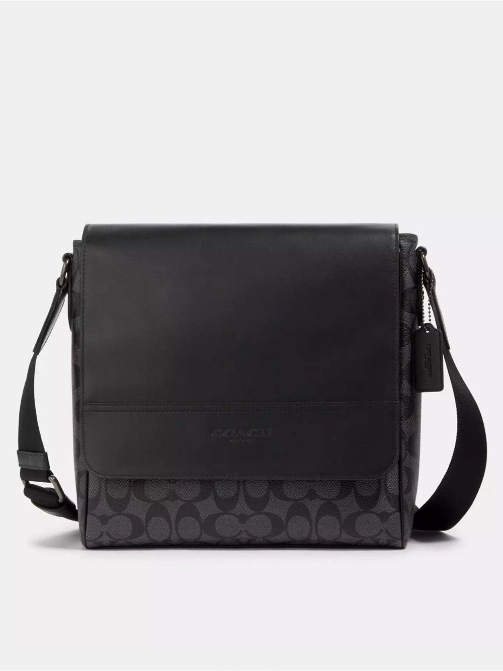 Coach Black Houston Map Signature Canvas Messenger Bag